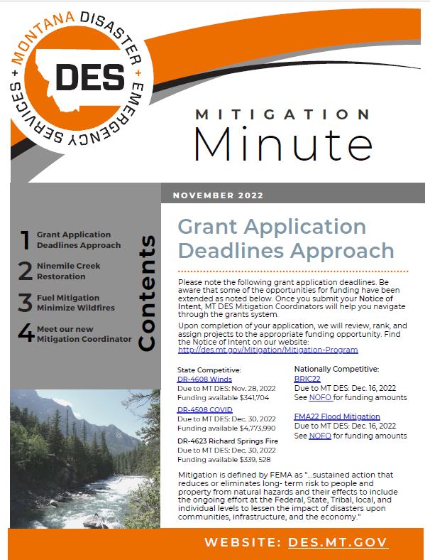 Picture of first page of Mitigation Minute newsletter